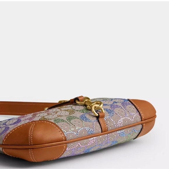 Coach Hamptons Hobo Bag Crystal Signature Jacquard Rainbow Multi - Picture 4 of 4